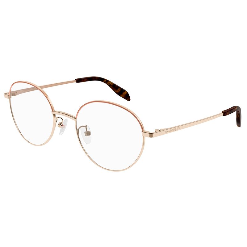 Alexander Mcqueen Am 0369o 003 Gold Metal Round Eyeglasses 53mm